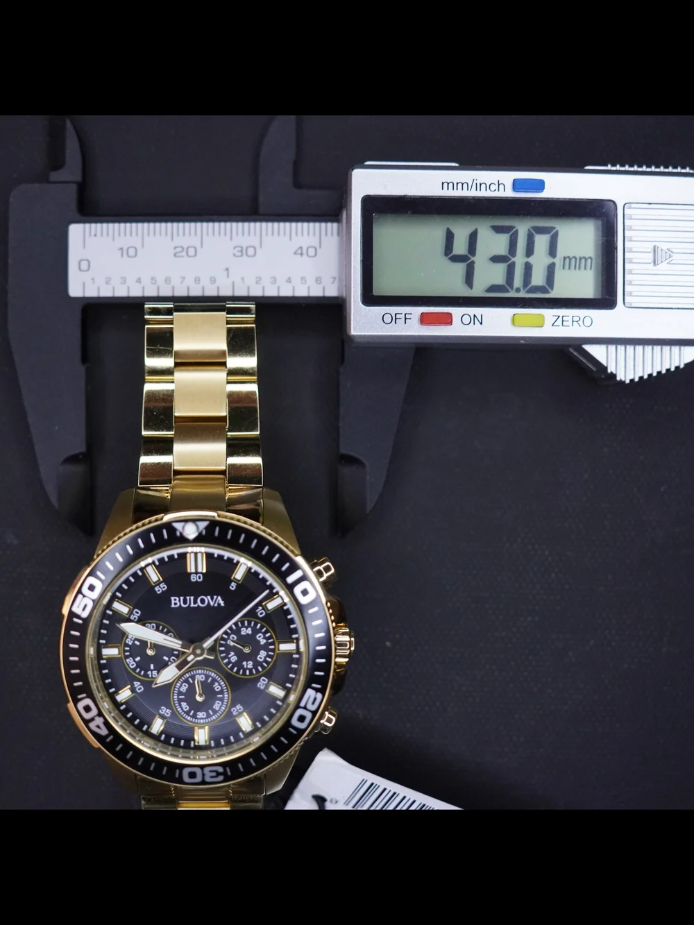 Bulova 98A248 Marine Star Gold Tone Chronograph Black Dial 43mm Mens Quartz